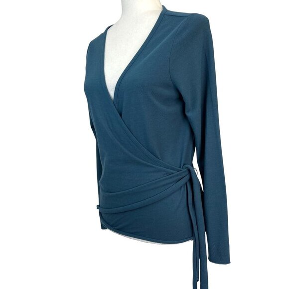 J. Jill  Wrap Shirt Teal Green Ladies MED Career Casual - Picture 2 of 7